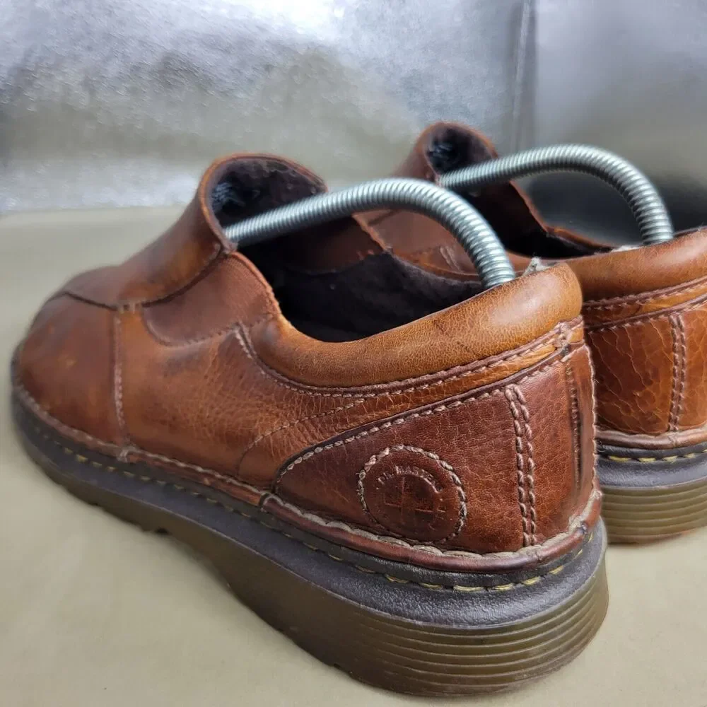 Dr Martens Shoes Mens Size 10 Brown Cognac Slip On Loafers Leather Boots Vintage